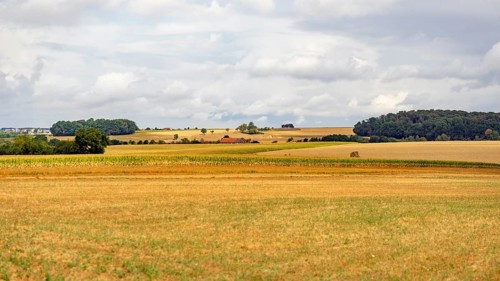 Stormy farmland scenery in Hohenlohe, an area in Southern Germany at late summer time