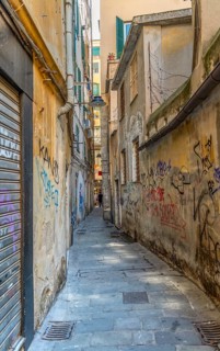 Alleyway in Genoa, the capital of the italian region of Liguria