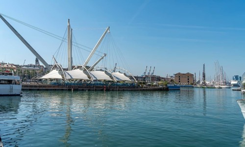 Scenery around the port in Genoa, the capital of the italian region of Liguria