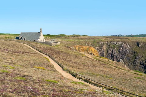 Chapel Saint-They at Pointe du Van, a promontory in Brittany, France