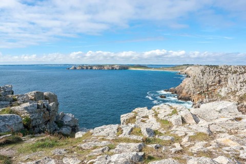 Rocky coastal scenery around Pointe de Pen-Hir in Brittany, France