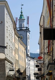 Street scenery of Salzburg, a city in Austria