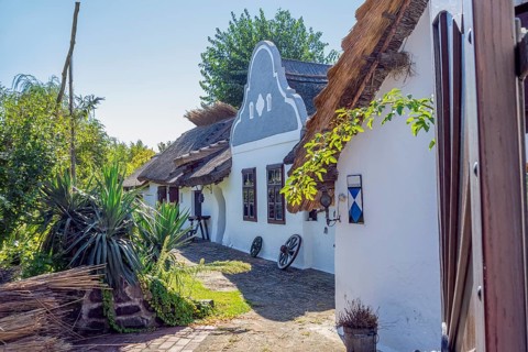 Idyllic scenery with traditional houses in Apetlon, a town in a area named Burgenland in Austria
