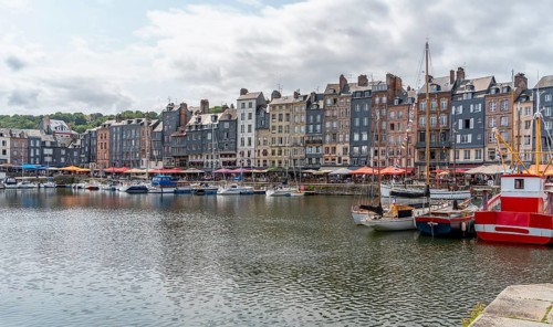 City view of Honfleur, a commune in the Calvados department in northwestern France