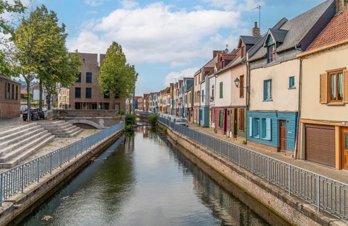 Impression around Saint-Leu quarter in Amiens, a city and commune in northern France. It is the