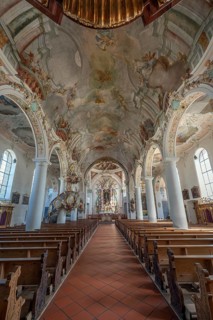 Church of St Gallus and Ulrich, nave, Kisslegg, Allgäu, Baden-Württemberg, Germany