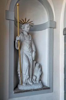 Church of St Gallus and Ulrich, niche with St Gallus and the bear, Kisslegg, Allgäu,