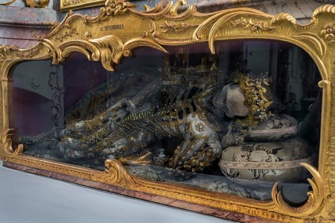 Church of St Gallus and Ulrich, relic of St Severinus, Kisslegg, Allgäu, Baden-Württemberg, Germany