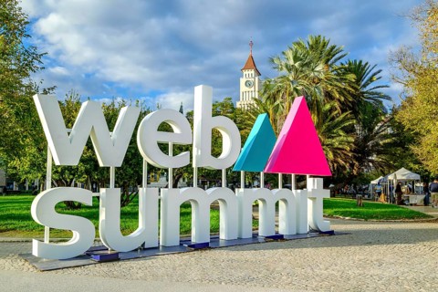 Nov 13, 2024 - Lisbon, Portugal: Colorful letters spell out Web Summit, influential technology
