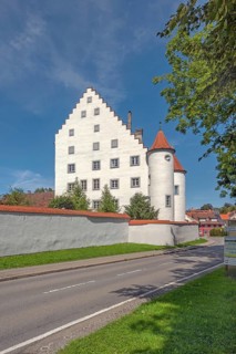 Blue sky, Old Castle in Kisslegg, Allgäu, Baden-Württemberg, Germany