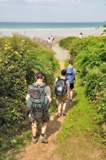 Hikers on the GR34 BRITTANY, France