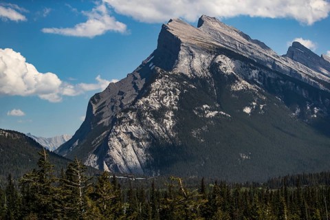 The distinctive shape of Mount Rundle found inside Banff National Park in Alberta, Canada, North