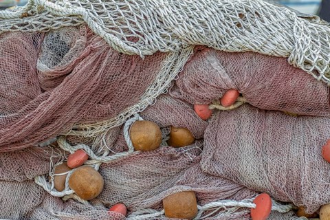Full frame picture showing a tangled fishing net