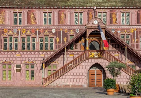 Architectural detail of Mulhouse, a city in the Alsace region in France