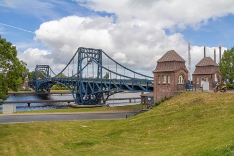 Wilhelmshaven with Kaiser Wilhelm Bridge in Northern Germany