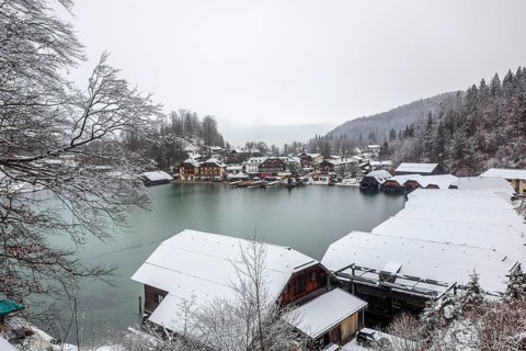 Scenery around Schoenau am Koenigssee in Bavaria at winter time