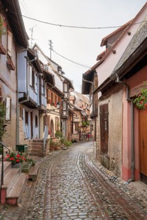 Idyllic scenery of Eguisheim, a village in Alsace, France
