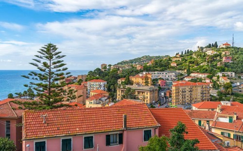 Scenery around Porto Maurizio in Oneglia, a former town in northern Italy on the Ligurian coast, in
