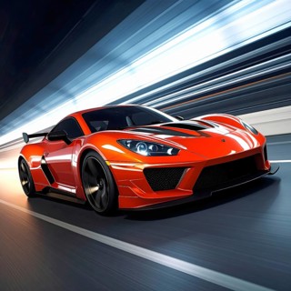 AI generated image of a racing car in racetrack ambiance