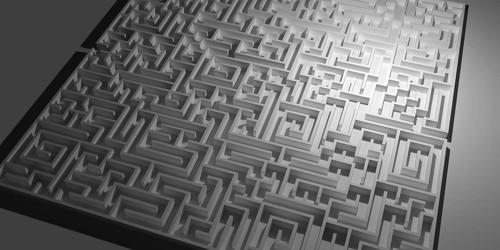 High angle view of a complex labyrinth