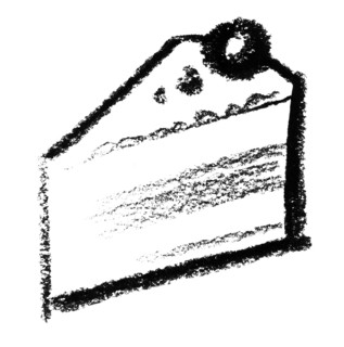 Crayon-sketched piece of cake
