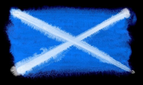 Watercolor illustration of the Scotland flag