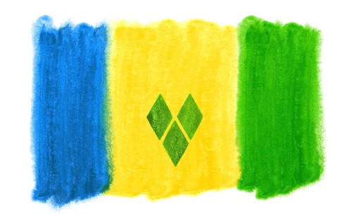 Watercolor illustration of the saint vincent flag