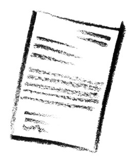 Crayon-sketched document
