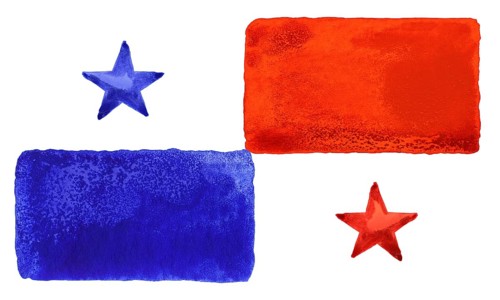 Watercolor illustration of the Panama flag