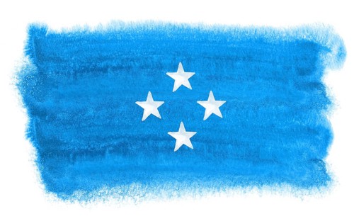Watercolor illustration of the Micronesia flag
