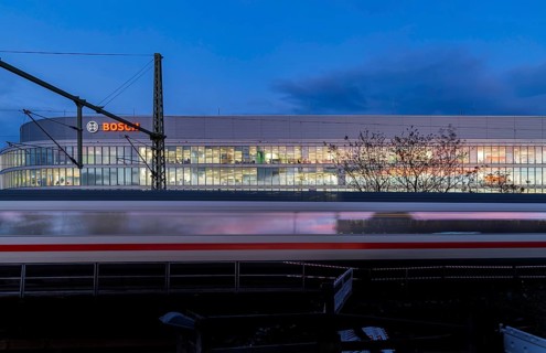 Office building of Bosch GmbH in Feuerbach. Bosch Digital, Bosch IT-Campus, building 701, in front