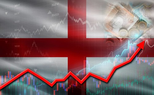 England economic growth on financial graph. England financial growth on market graph