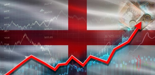 England financial growth on market graph. England economic growth on financial graph