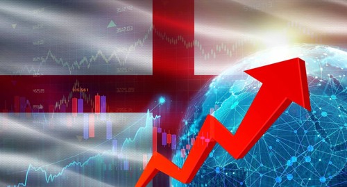 Global financial growth with England flag. Financial growth with England flag on economic