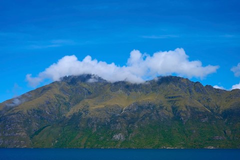 Majestic mountains with clouds against a clear blue sky, Devil's Staircase Lookout Point, Kingston,