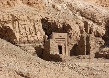 Entrance of a rock cut tomb near the Mortuary Temple of Hatshepsut in Egypt