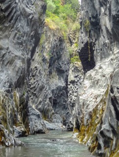 Scenery at the Alcantara Gorges in Sicily, Italy