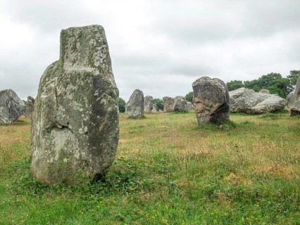 Scenery around the Carnac stones, a megalithic site in Brittany, France