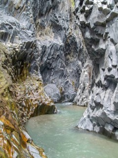 Scenery at the Alcantara Gorges in Sicily, Italy