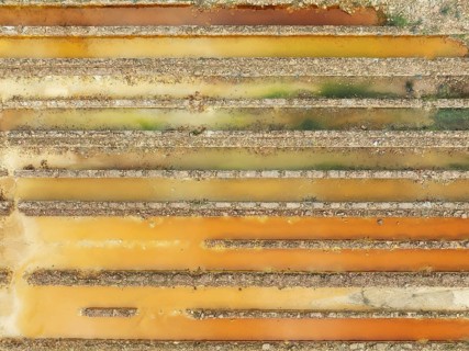 Abandoned saline ponds in the mineral-rich area of the Rio Tinto mines, hence the different colours