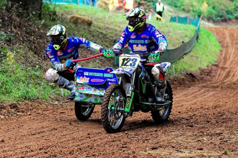 Motocross, Rudersberg, Baden-Württemberg, Germany, Europe, Rider on a sidecar motorbike manoeuvring