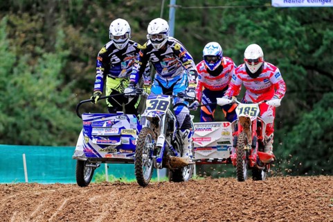 Motocross, Rudersberg, Baden-Württemberg, Germany, Europe, Two teams of motorcyclists riding over
