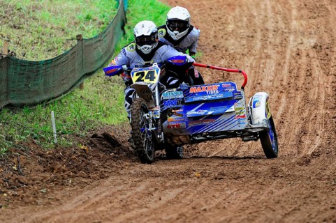 Motocross, Rudersberg, Baden-Württemberg, Germany, Europe, Racing team in action during a tight