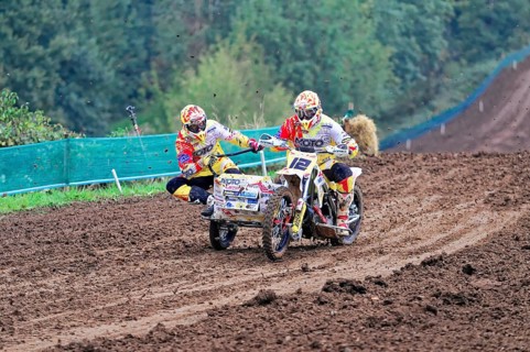 Motocross, Rudersberg, Baden-Württemberg, Germany, Europe, Motocross rider with sidecar at full