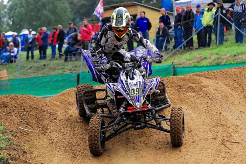 Motocross, Rudersberg, Baden-Württemberg, Germany, Europe, Quad bikers at full speed on a sandy
