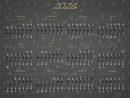 Lunar Phases Calendar, Full Year 2026 Daily Moon Phases