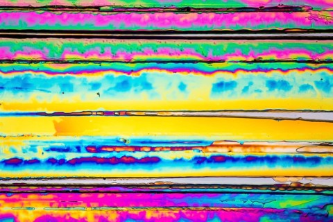 Microscopic shot of urea micro crystals in polarized light