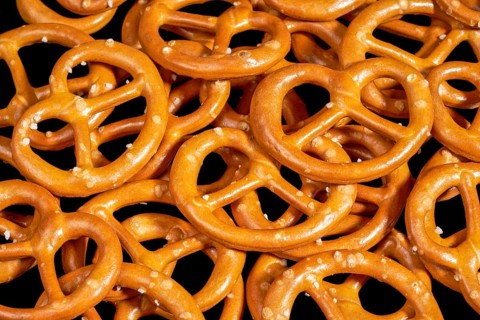 Full frame macro shot of some lye pretzels