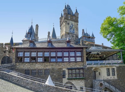 Impression of Cochem Imperial Castle at Moselle river in Rhineland-Palatinate, Germany, at summer