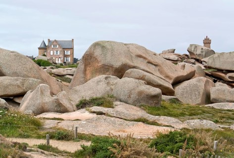 Granite boulders around Perros-Guirec at the Pink Granite Coast in Brittany, France